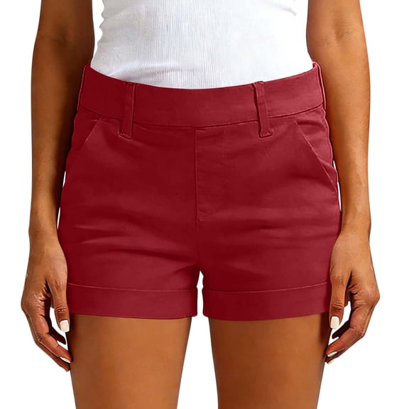 Enjoytime Summer Shorts for Women Casual Mid Rise Stretch Dressy Chino Plus Size Shorts with Pockets