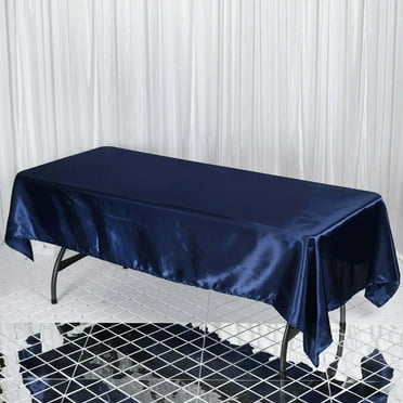 Efavormart Rectangle Satin Tablecloth, 60"x102" Smooth Oblong Washable Table Cloth, Decorative Silky Fabric Table Cover for Wedding, Party, Banquet- Navy Blue