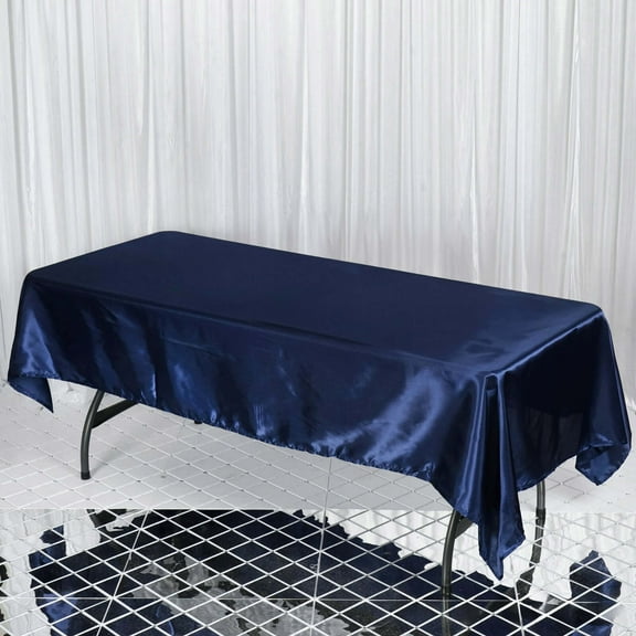 Efavormart 60x102" Rectangle NAVY Wholesale SATIN Tablecloth Banquet Linen Wedding Party Restaurant Tablecloth