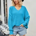 thumbnail image 4 of QUYUON Chandails en Molleton pour Femmes Liquidation Mode Chandails en Molleton Polyester Manches Longues Col en V chandail-Over Uni Style S-87 Extensible Chandails en Molleton Courts Coupe Régulière Bleu TG, 4 of 7