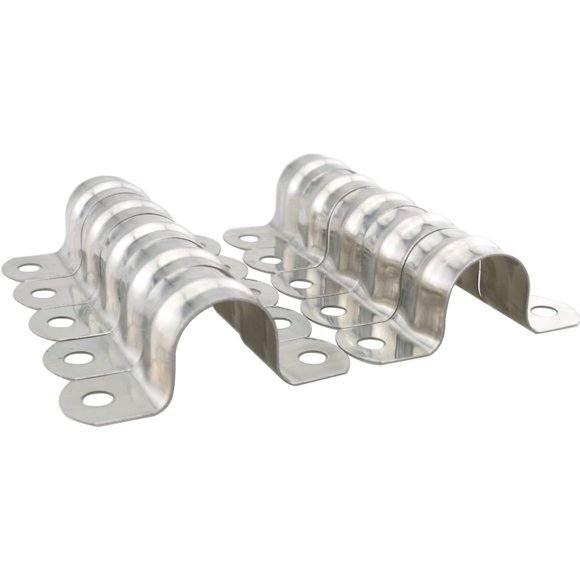 shiyou-10pcs M20 U-shaped Bracket Stainless Steel Rigid Pipe Strap Clamp Silver Tube Strap Tension Clip Fit for 1/2" Diameter Water Pipe