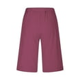 thumbnail image 6 of BXINGOHAI Women's Bermuda Long Shorts for Women with Pockets High Waisted Stretch Knee Length Shorts for Women Summer Walking Hot Pink 3XL, 6 of 7
