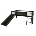 thumbnail image 2 of Castle Place Wooden Twin Junior Loft Bed with Chalkboard and Slide, Black, 2 of 8