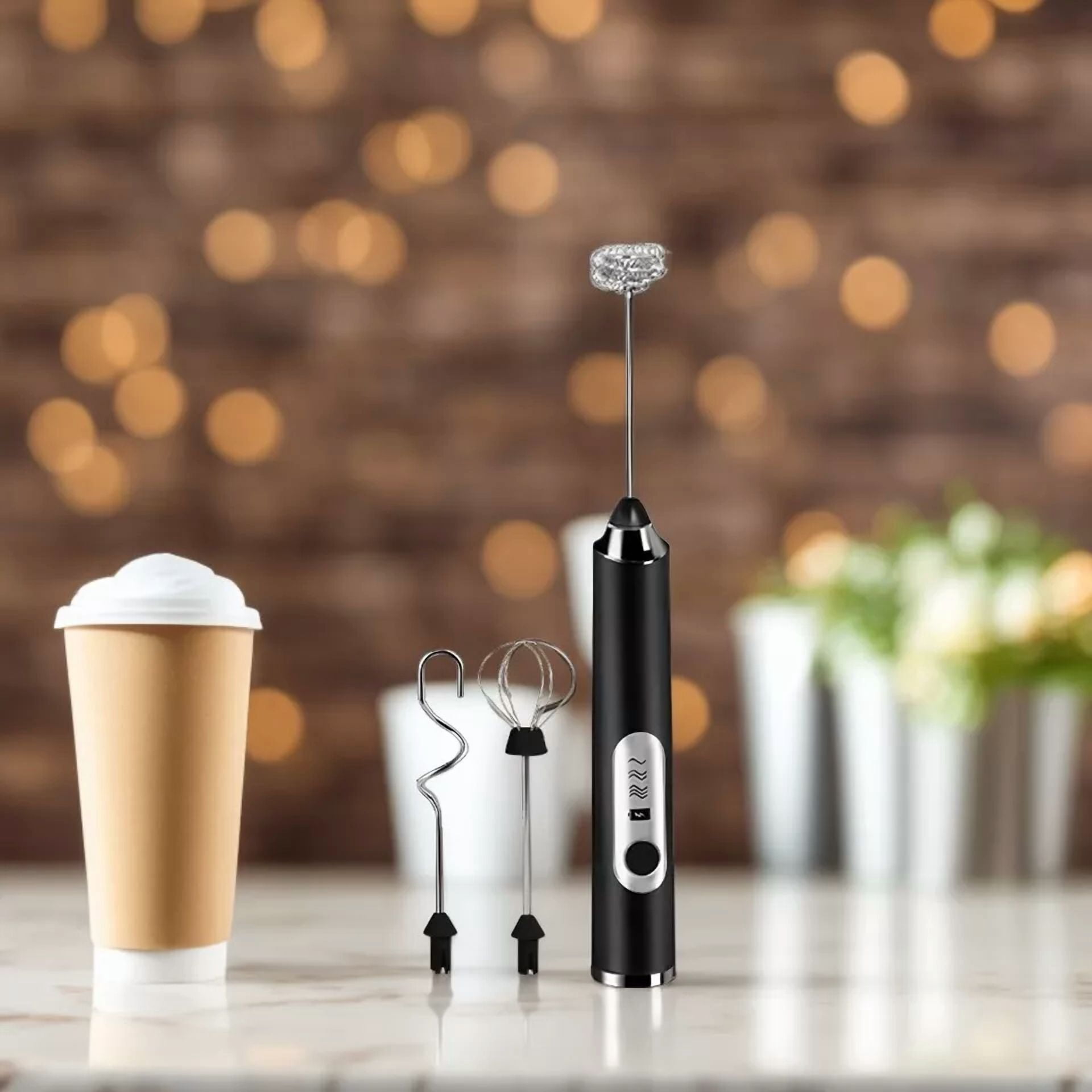 Electric Milk Frother Double Whisk Handheld Coffee Foam Mixer Usb Rechargeable??