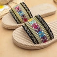 thumbnail image 6 of absuyy Womens Multicolor Boho Embroidered Slide Sandals Comfort Casual Shoes with Stretchy Strap & Breathable Woven Footbed for Beach Vacation Sizes 5-10,Size 6, 6 of 9