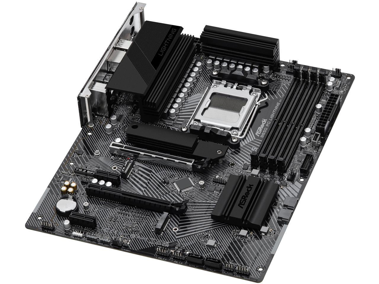 ASRock B650 PG LIGHTING AM5 ATX Motherboard, 4 slots DDR5, PCIE 4.0 x16,  3 M.2 slots,  2.5Gb Lan, 7.1 Nahimic Audio , Rear USB3.2 Gen2X2 Type_C ,  14+2+1 Power Phase, AMD CrossFire.