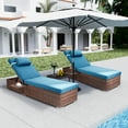 thumbnail image 5 of Wiilayok Outdoor Chaise Lounge Set of 2,Rattan Wicker Chaise Lounge with Adjustable Backrest, Outdoor Reclining Chairs for Garden Pool Backyard Deck,Blue, 5 of 8