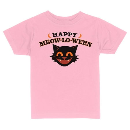 

Happy Meow-Lo-Ween Toddler Kids T-Shirt 5T Light Pink