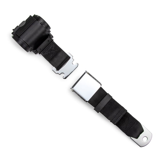 RetroBelt Black Aviation 2-Point Retractable Lap Seat Belt Safety Classic