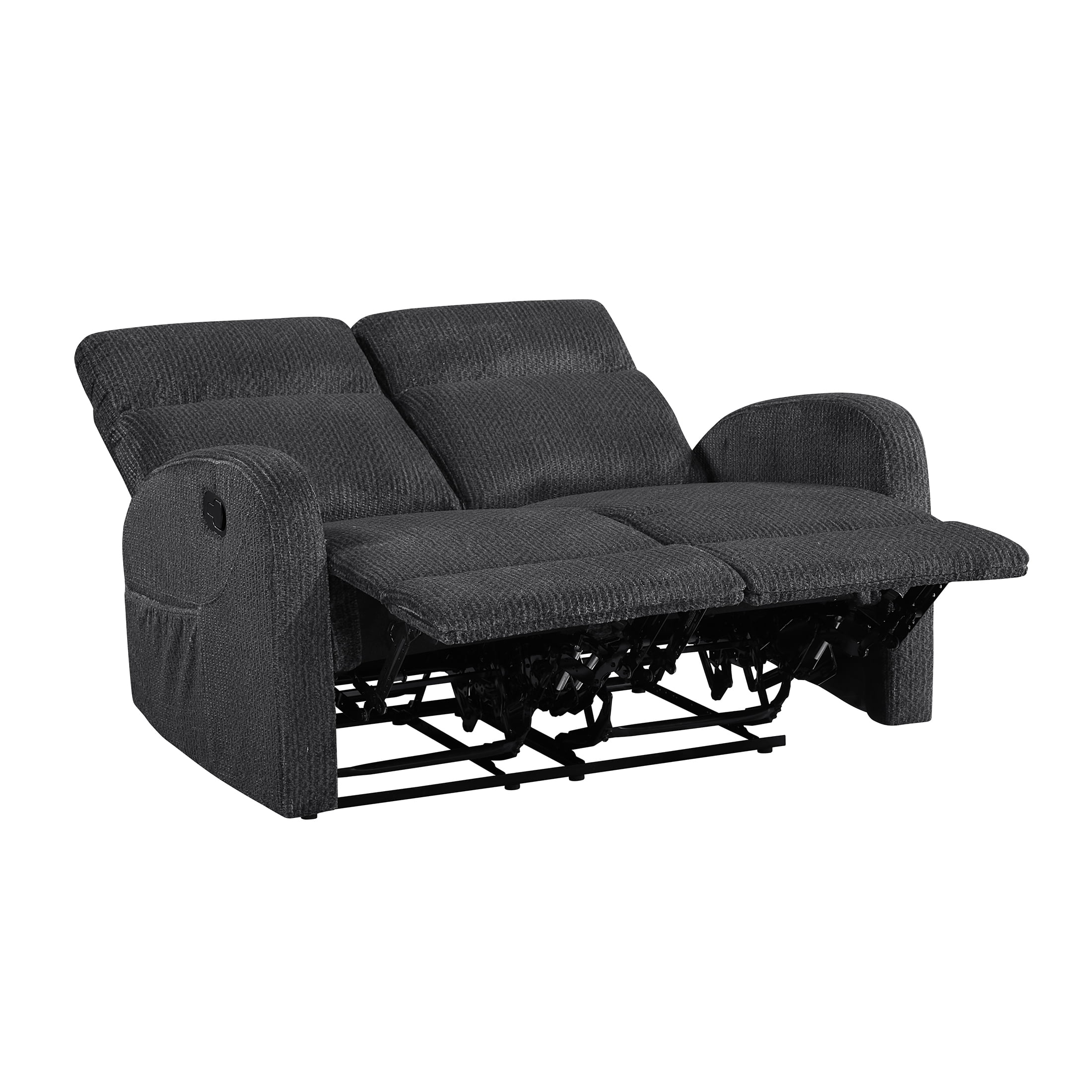 OakvillePark Brava Microfiber Double Reclining Loveseat, Dark Gray