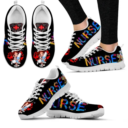

Cute Hospital Cartoon Nurse Girls Pattern Sneakers Shoes for Women Breathable Lace up Flat Shoes Comfort Zapatillas