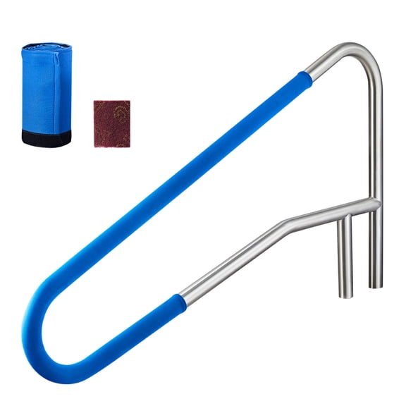 VEVOR Pool Rail, 54 x 32 inch Pool Handrail, 220 lbs Load Capacity Heavy Duty 304 Stainless Steel Swimming Handrail, Detachable Nonslip Sleeve, Recessed or Base Mount, for Poolside, Water Parks