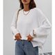 thumbnail image 4 of Pullover Sweater Splicing Seam Long Sleeve Loose Fashionable Split Hem Knit Sweater For Shopping Dating ANGGREK Ropa, 4 of 7