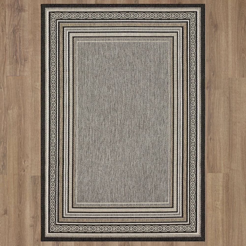 Mohawk Home Islamorada Stripe Outdoor Area Rug, Dark Grey, 10' x 13'