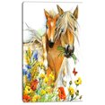thumbnail image 2 of Cheval et Poulain avec Fleurs - Impression sur Toile d'Art Animalier, 2 of 3
