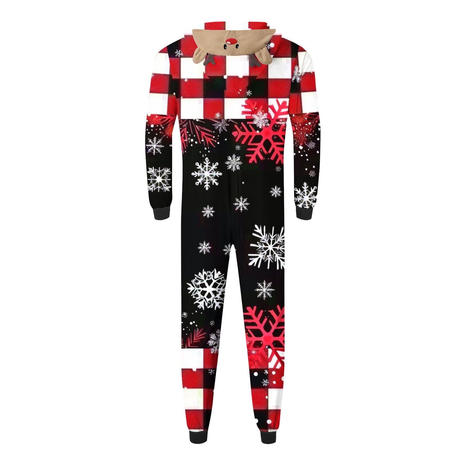 jsaierl Matching Family Christmas Pajamas Set Hoodie Onesies Reindeer Jumpsuit Romper Holiday Pjs One Piece Hooded Sleepwear