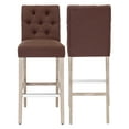 thumbnail image 3 of WestinTrends Hayes Bar Chairs Set of 2, Linen Upholstered Button Tufted Kitchen Island Chairs Bar Height Stools Solid Wood Legs, Brown, 3 of 8