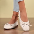 thumbnail image 4 of Womens Square Toe Slip On Ballet Flats with Bow - Comfortable Everyday Casual Shoes in Beige,Size 8.5, 4 of 9