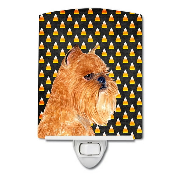 Caroline's Treasures SS4287CNL Brussels Griffon Candy Corn Halloween Portrait Ceramic Night Light, 6x4x3", multicolor