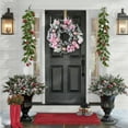 thumbnail image 6 of Cinvoph 11.8" Christmas Pine Wreath Exquisite Faux Wreaths for Front Door, Wreath with Xmas Decorations for Fireplace, Mantle ,Wall, Windows Home, Indoor Outdoor Decor, Pink, 6 of 6