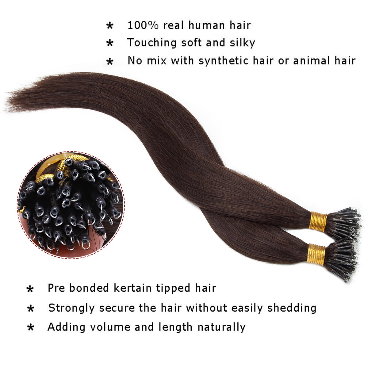 SEGO 100% Remy Human Hair Extensions Micro Loop Hair Extension Nano Micro Bead Ring Thick Hair Piece Clearance