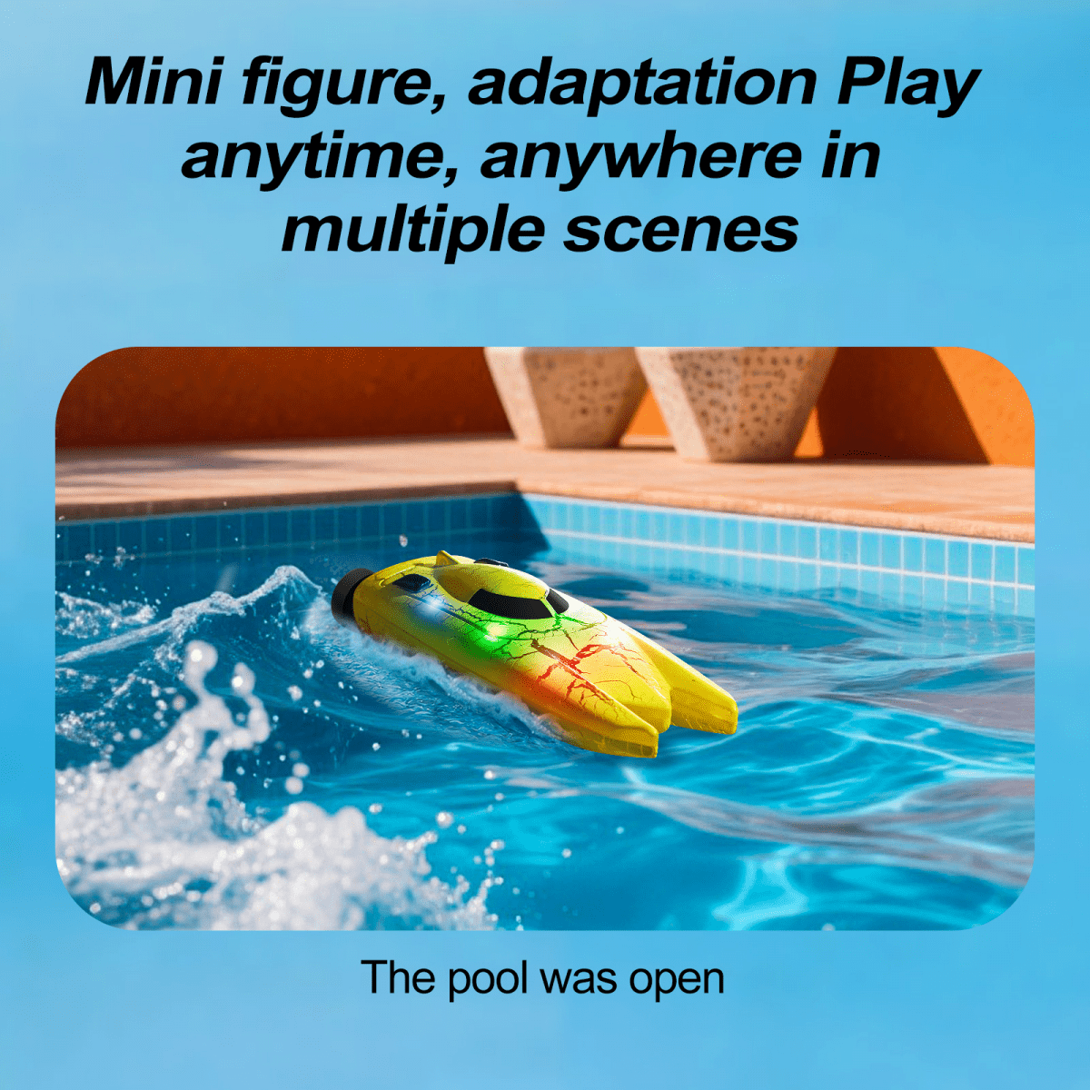 Mini Remote Control Boat for Kids, Waterproof Electric Racing Boat with Lights for Pools Lake, Outdoor Water Toys for Adults Birthday Gifts(Yellow)