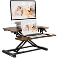 thumbnail image 3 of FitStand Home Office Height Adjustable Standing Desk Converter Special Walnut 28" U-Shape with Keyboard Tray MDF, 3 of 7