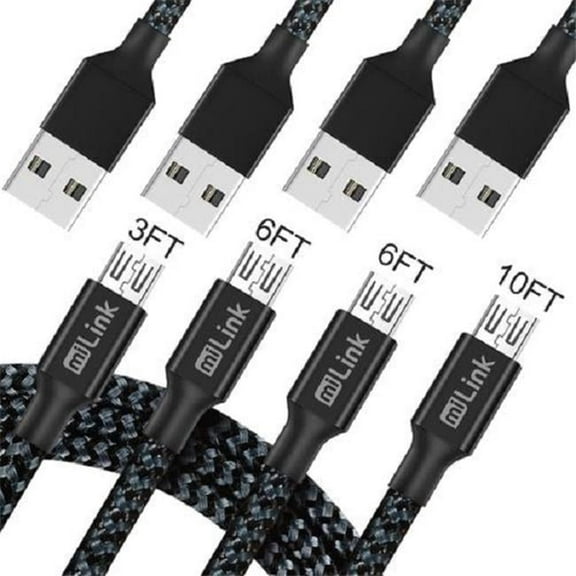 miLINK MU4-i122 Micro USB Charging & Syncing Cable, Pack of 4