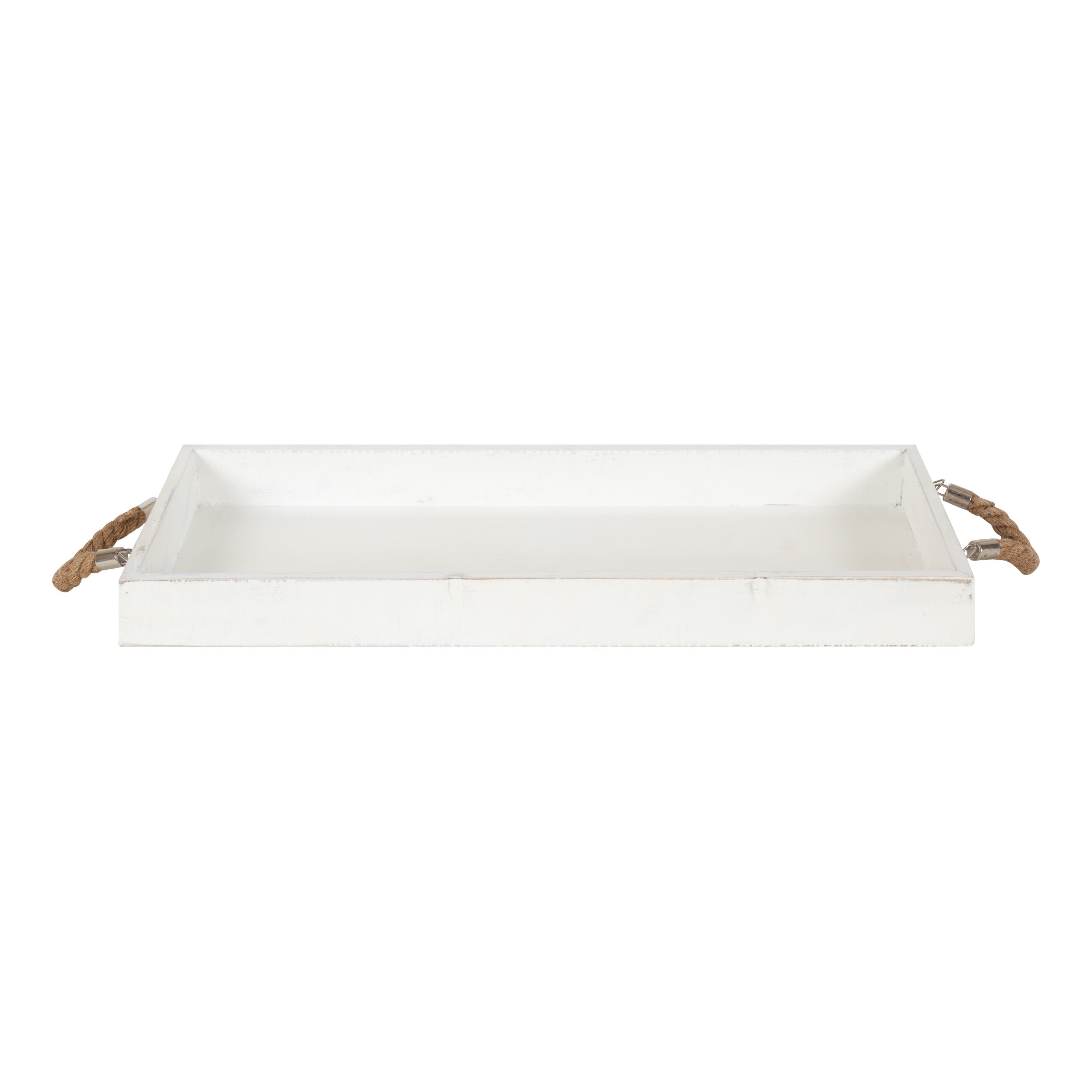 White wooden tray with clearance handles