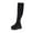 Black, variant on Women's Fashion Casual Winter Mesh Elastic Stockings Boots Solid Color Round Toe Thick Bottom Wedge Heel Over-The-Knee Boots Red 6