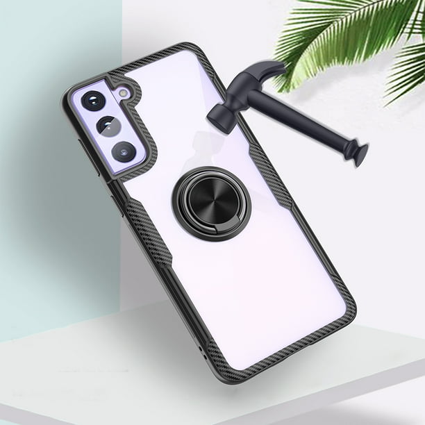 Samsung Galaxy S21 6 2 Phone Case Hybrid Black Clear Carbon Fiber Trim Rubber Bumper 360 Rotating Magnetic Finger Ring Stand Cover For Galaxy S21 Walmart Com Walmart Com