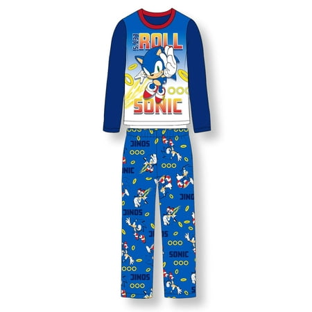 Sonic the Hedgehog Boys Pajama Set 2pc Fleece PJs 4 10 Blue Walmart