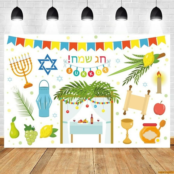 Happy Hanukkah Backdrop for Photography Jewish Holy Holiday Festival Party Candle Candelabra Background r Photo Studio Props