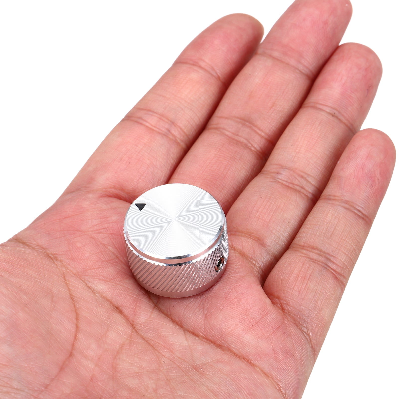 Uxcell 6 Pcs Aluminium Potentiometer Knobs, 1/4" (6mm) Universal Volume Tone Control Knobs for Guitar, Bass, Twill 5/8" Silver