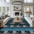 thumbnail image 3 of 5'x7' Area Rugs for Living Room Bedroom, Navy Blue Boho Washable Rug Carpet Runner Indoor Outdoor, Geometric Vintage Abstract Art Ethnic Tribe Non Slip Floor Mats Area Rug for Kitchen, Nursery, 3 of 8