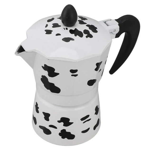 Pot de Moka de Couleur de Vache de Lait, Léger et Durable, Portable et Compact, Goût Riche, Applicabilité de Scénario Multi, Conception de Modèle de Vache pour le Café, le Camping, le Voyage