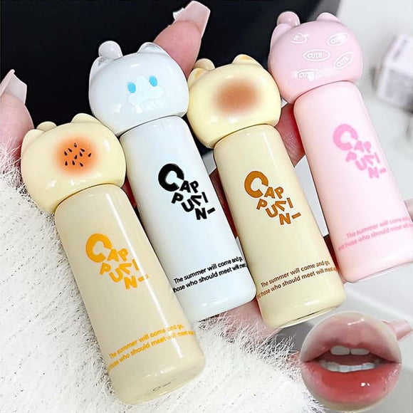 Brillo de labios Bekoeen Cute Cat Jelly Lip Glaze Plumping x4