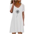 thumbnail image 1 of Moda mujer vestidos con cuello en v verano impresión casual manga corta vacaciones playa mini vestido Fridja  qw6700, 1 of 8