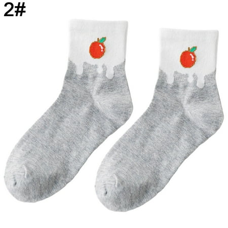 

CXDa Cute Women Strawberry Banana Peach Fruit Food Elastic Cotton Middle Tube Socks