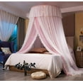 thumbnail image 4 of Bed Canopy Princess for Girls,Bed Canopy Curtain Double Layer Sheer Mesh Dome Bed Curtain- Round Lace Princess Mosquito Net Tent for Twin Full Queen King Bed(Pink/White), 4 of 7