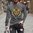 thumbnail image 2 of Jinhomg Mens Big and Tall T Shirts Novelty Funny Mardi Gras Mask Graphic Tees Lightweight Comfy Long Sleeve Crew Neck Tops Holiday Party Streetwear Winter Saving Dark Gray XXXXL, 2 of 6