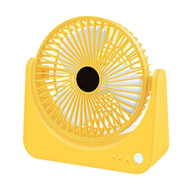 Ventilador de escritorio pequeño USB, funcionamiento silencioso, portátil, miniventilador de escritorio recargable para el hogar, dormitorio de estudiantes, oficina, amarillo