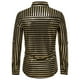 thumbnail image 4 of Camisa de manga larga con botones para hombre, informal, a la moda, a rayas, color bronce, para fiesta de discoteca Pompotops  oipoqjl50396, 4 of 9