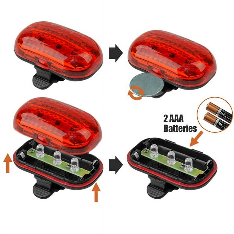 BV Bicycle Light Set Super Bright 5 LED Headlight, 3 LED Taillight,  Quick-Release 