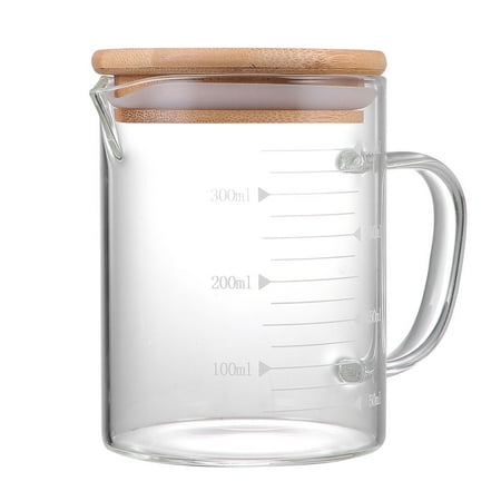 

350ml Measuring Cup Glass Heat Resistant Measuring Glass Cup Milk Cup for Kitchen Restaurant (with Cover)