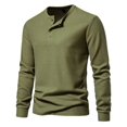 thumbnail image 2 of Men Waffle Henley Shirts Buttons Collar Long Sleeve Casual Pullover Soft Stretch Lightweight Tees Fall Basic Tops, 2 of 6