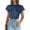 Navy, variant on PRETTYGARDEN Business Casual Tops for Women Blouses Dressy Summer Short Sleeve Ruffle Satin Work Office Attire
