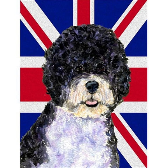 Portuguese Water Dog With English Union Jack British Flag Flag Garden Size