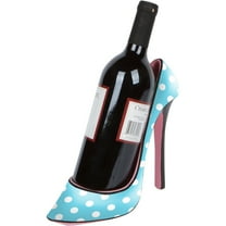 8.5" x 7"H High Heel Wine Bottle Holder - Stylish Conversation Starter Wine Rack By Hilarious Home (Teal Dot)