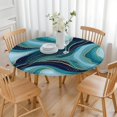 thumbnail image 3 of Blue Marble Gold Wave Pattern Round Fitted Tablecloth with Elastic Edge,Dining Table Cover Waterproof,Outdoor Round Tablecloth for Camping,Dining,Indoor and Outdoor, 3 of 7